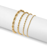 18K Gold PVD Stainless Steel Coated Rope Chain Bracelet/Anklet