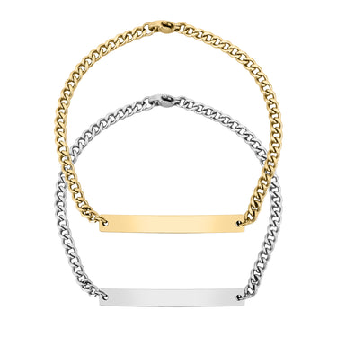 18k Gold PVD Rostfritt stål krökt tomt stångkedja armband / Brj9080