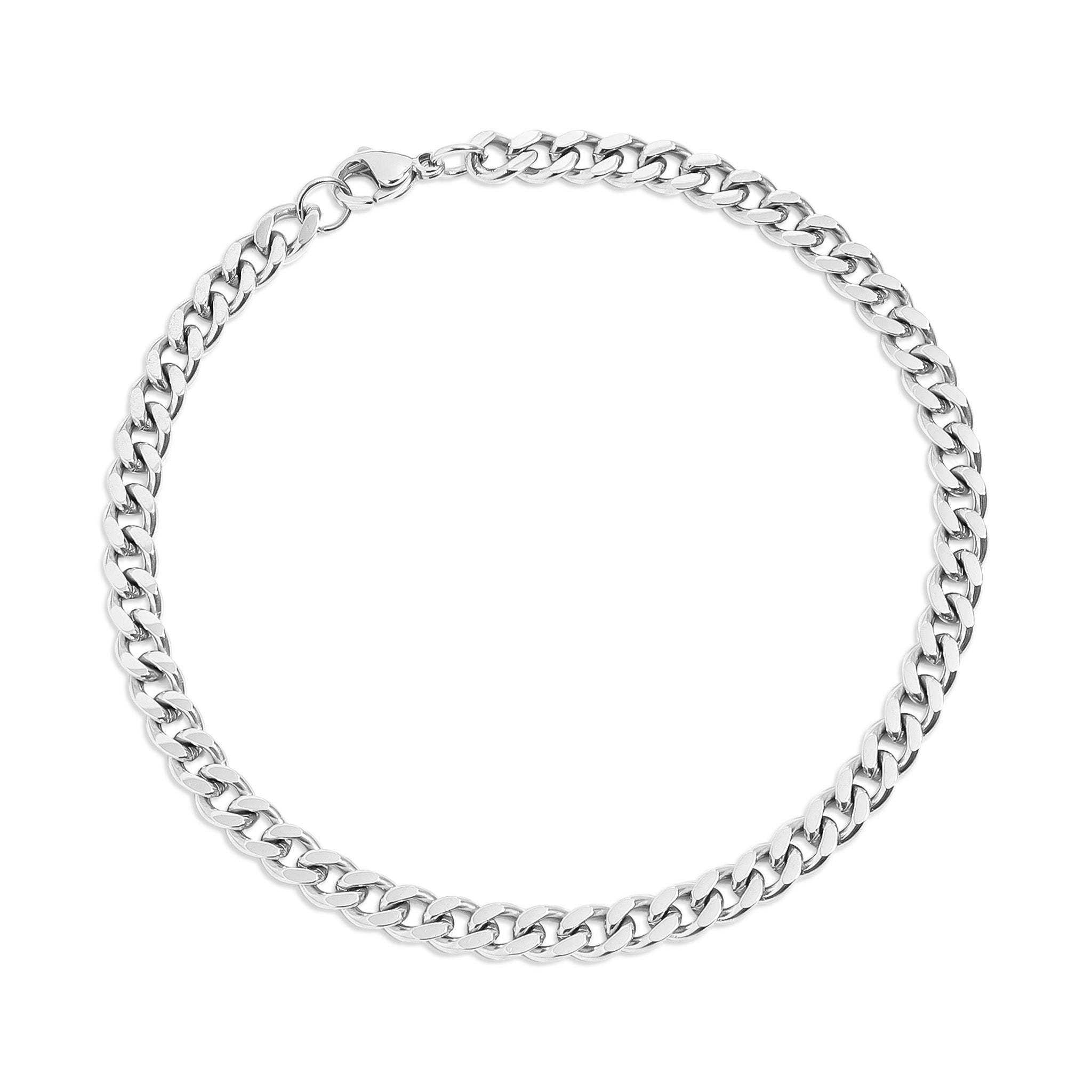 Stainless Steel Diamond Cut Curb Chain Bracelet or Anklet / BRJ9095