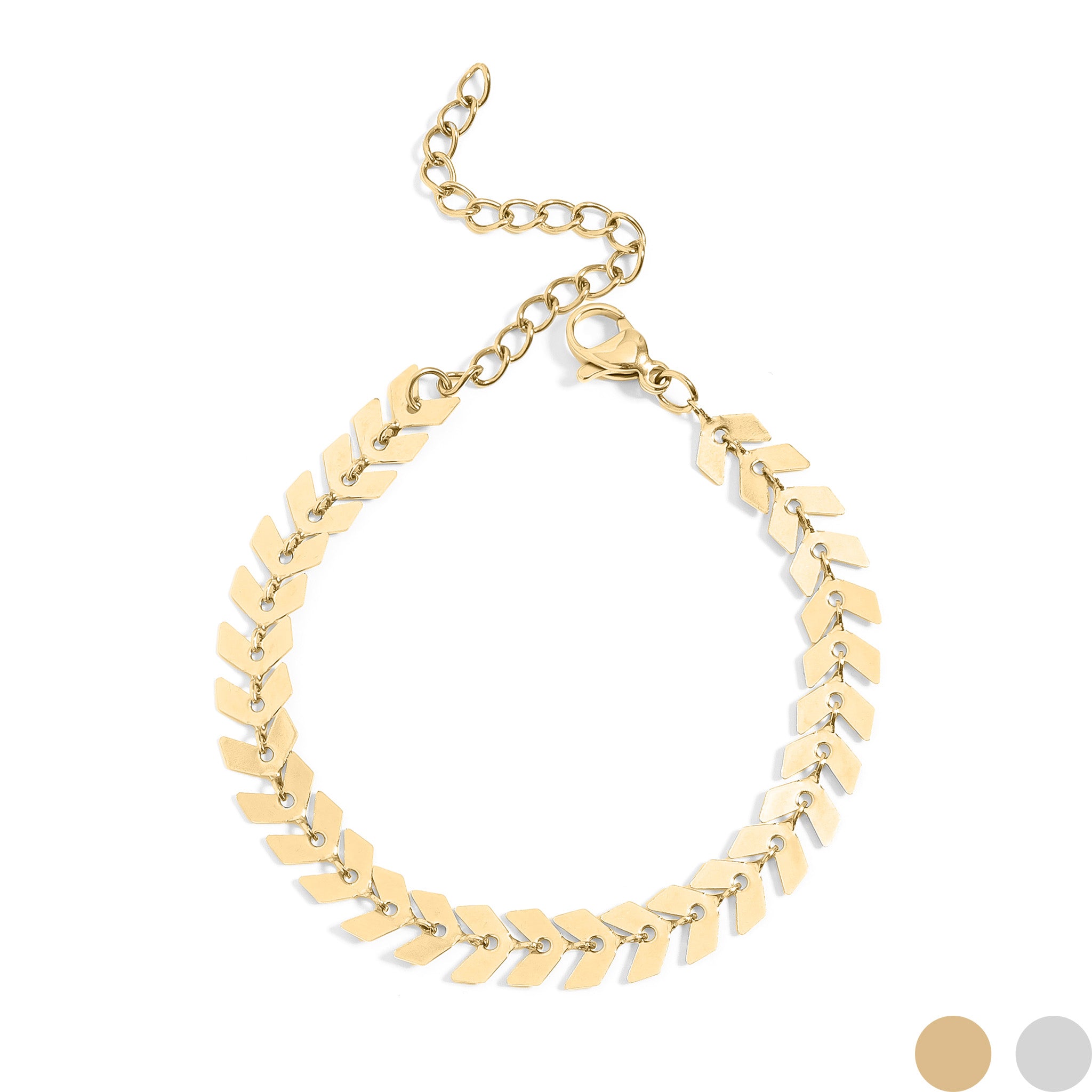 18K Gold PVD Stainless Steel Chevron Bracelet or Anklet / BRJ9099