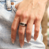 Black Center Polished Stainless Steel Ring Lifestyle