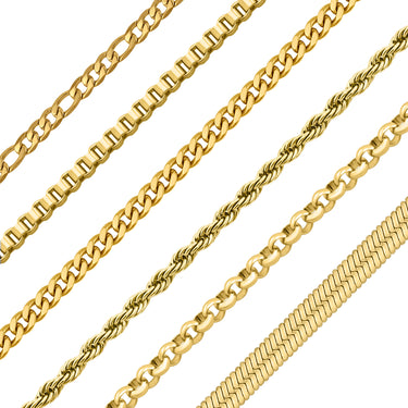 "The Classics" 18K Gold PVD Sortierte Kettenkette Set/Bnd0040