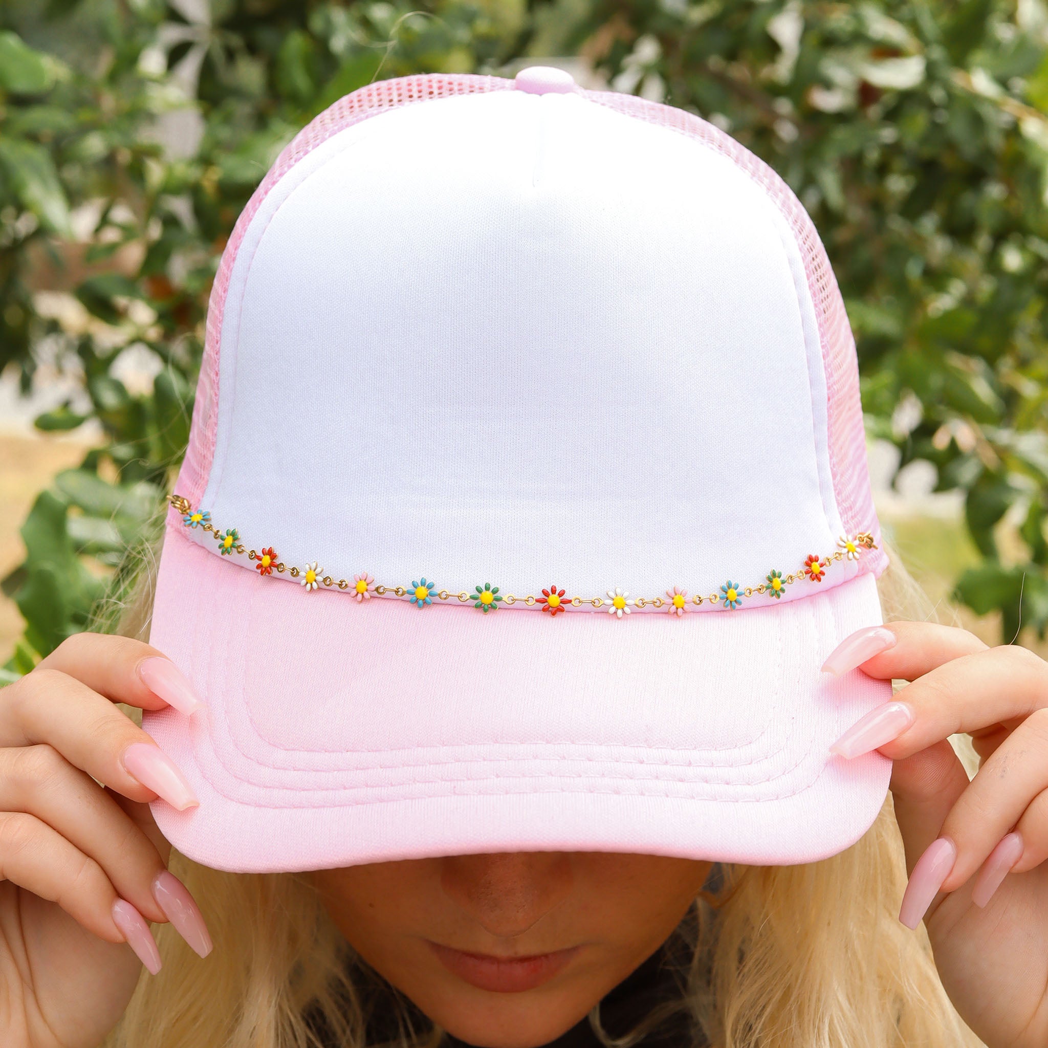 18K guld PVD rostfritt stål Flerfärgad Daisy Trucker Hat Chain / CHN0037