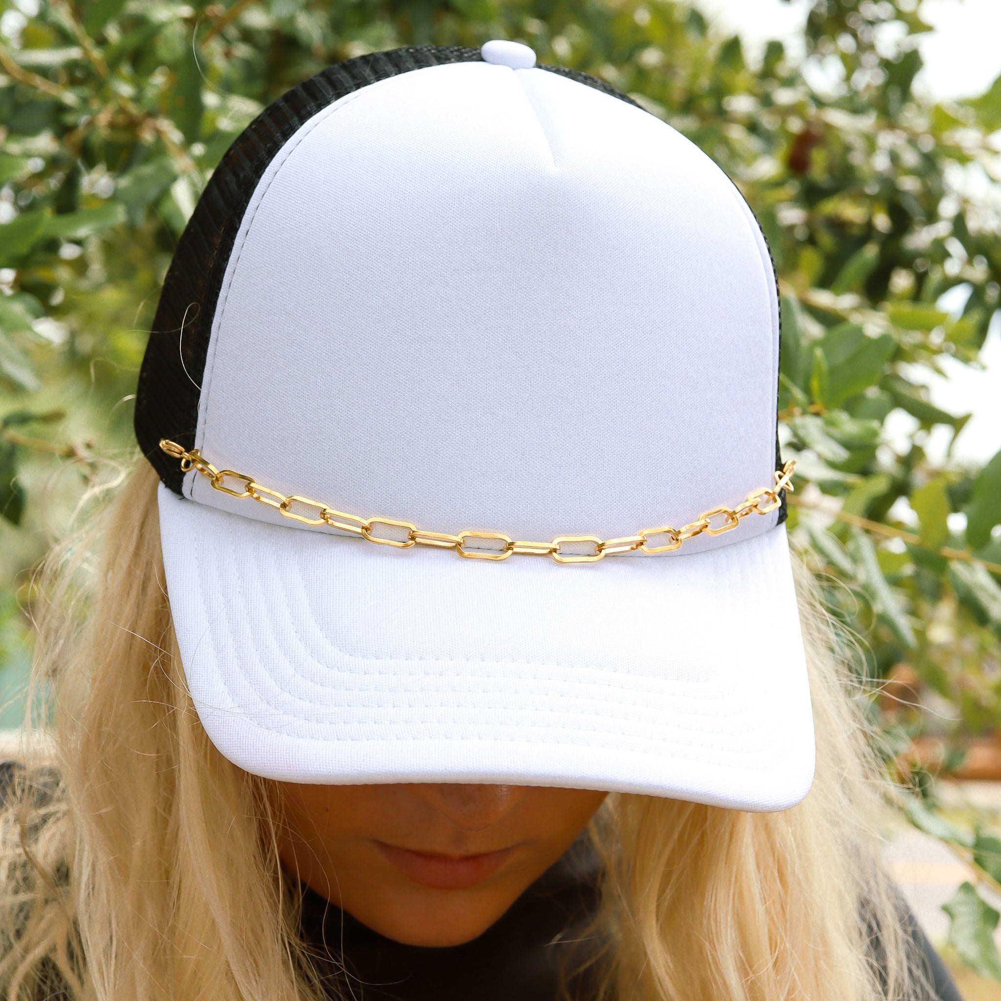 18K guld PVD Rostfritt stål Gem Trucker Hat Chain / CHN0039