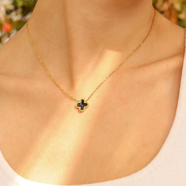 black lucky clover necklace lifestyle