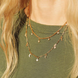 Stainless Steel Moon & Compass Star Charm Necklace 