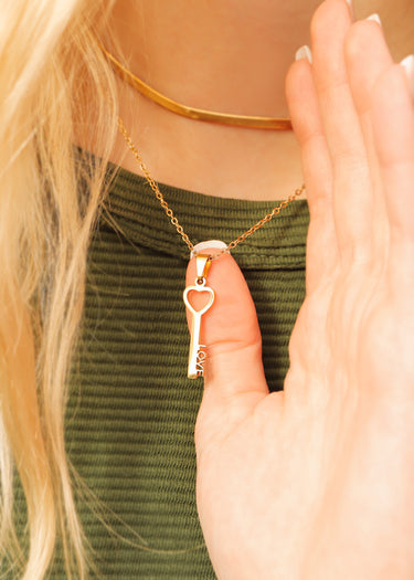 Heart Key Pendant Necklace
