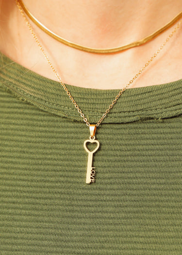 Heart Key Pendant Necklace
