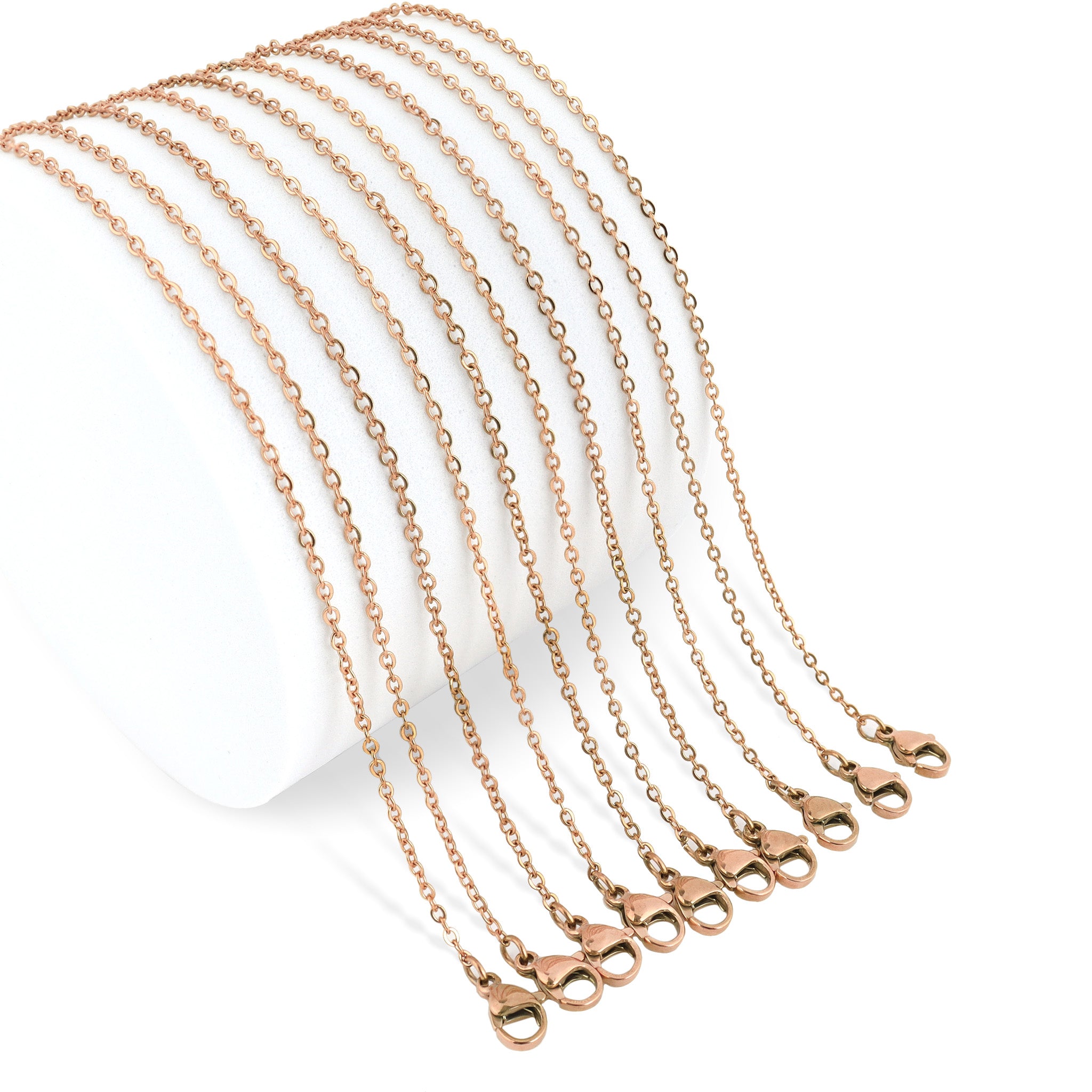 10-pack - Rose Gold 20" rostfritt stål Loop Chain Halsband / CHN3011