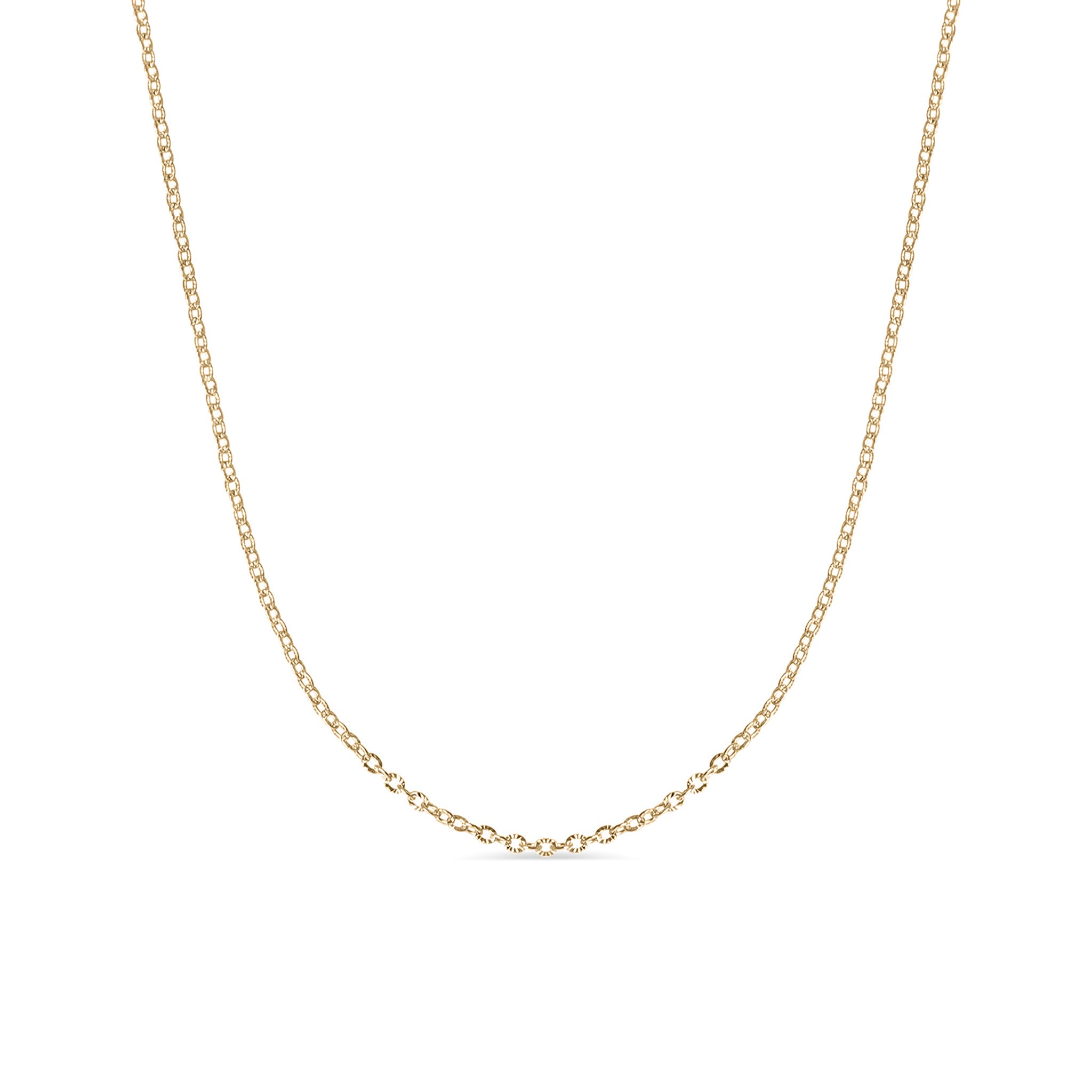 18K Gold PVD Stainless Steel Crimped Oval Link Chain Necklace / CHN3012