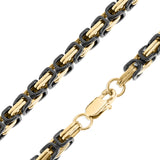 Stainless Steel Black and 18K Gold PVD Coated Byzantine Chain Necklace