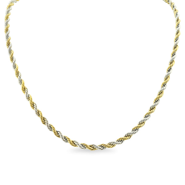 Stainless Steel And 18K Gold PVD Coated Rope Chain Necklace / CHN9701