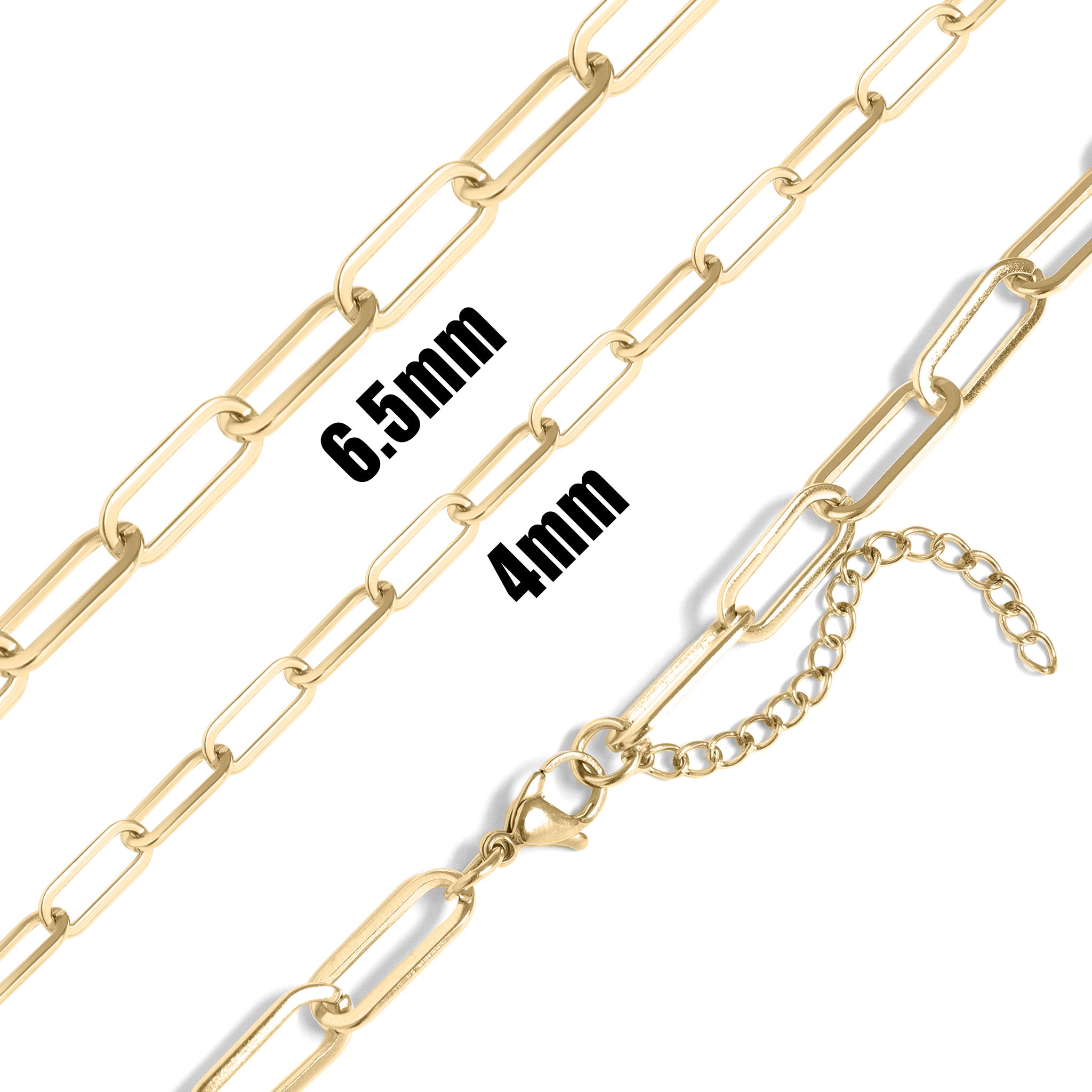 18K Gold PVD Coated Stainless Steel Paperclip Chain Necklace / CHN9760