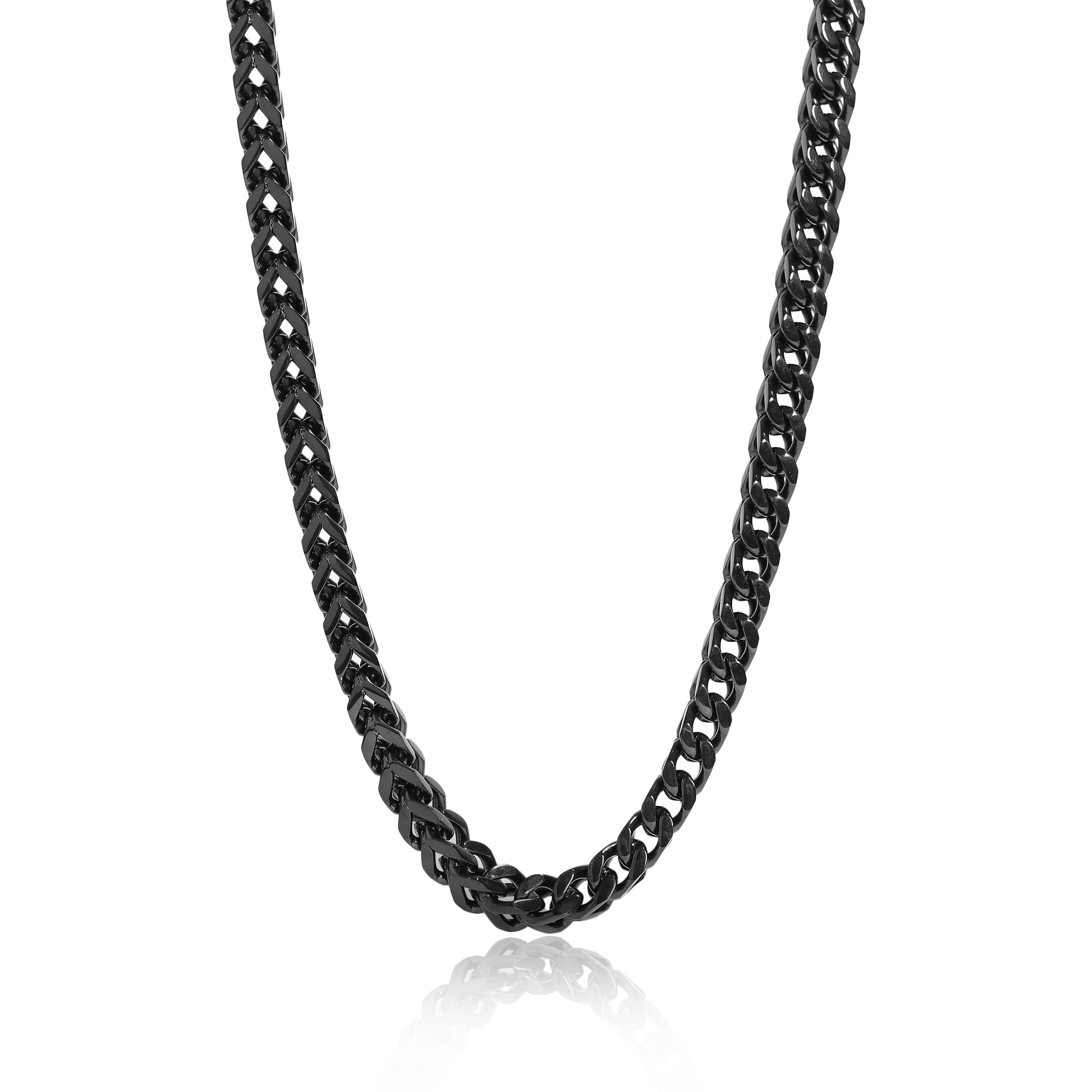 FOCALOOK Wheat Chain Necklace 3mm- Stainless Steel Black Rope Jewelry for  Men & Women 18-30 Inch