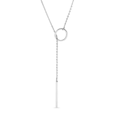 SIlver Lariat necklace with Drop Bar