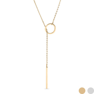 Gold Lariat Drop Bar Necklace