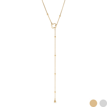 Clover Lariat Necklace Gold