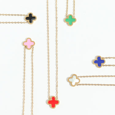 assorted colors lucky clover necklace