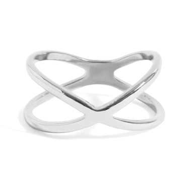 stainless criss cross ring