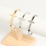 Wholesale jewelry 18K Gold PVD Stainless Steel Philippians 4:13 Cross Cuff Bracelet- collection studio