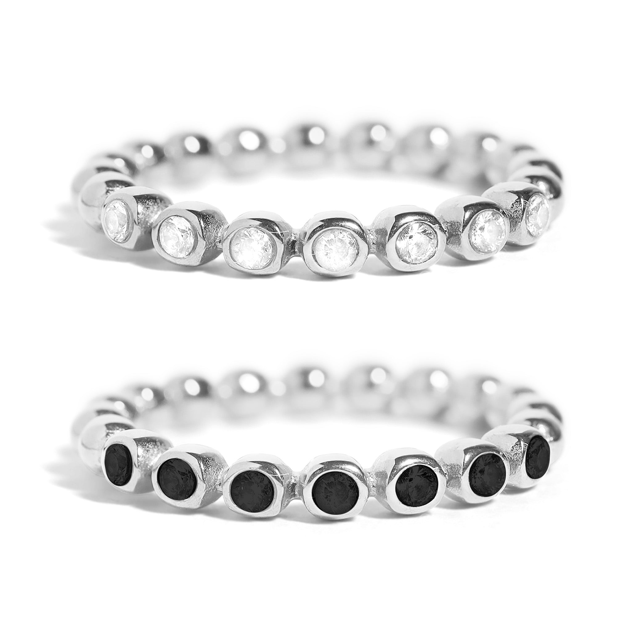 Stainless Steel Beaded CZ Stacking Ring / CSR0006