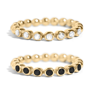 18K Gold PVD Edelstahl Perlen -CZ -Stapelring/CSR0007