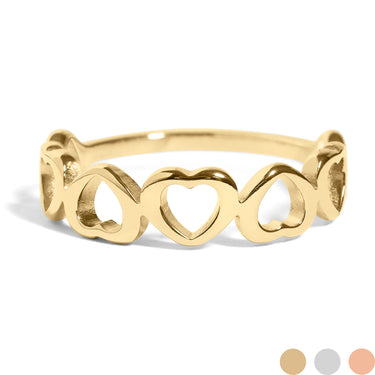 18K Gold PVD Edelstahl abwechselnde Herzstapelring/CSR0010