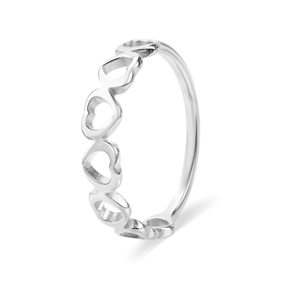 Stainless Steel PVD Coated Alternating Heart Stacking Ring / CSR0010