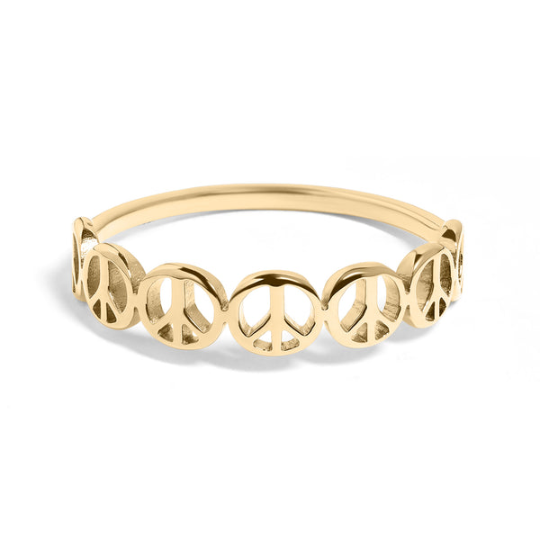 Stainless Steel PVD Coated Peace Sign Stacking Ring / CSR0011