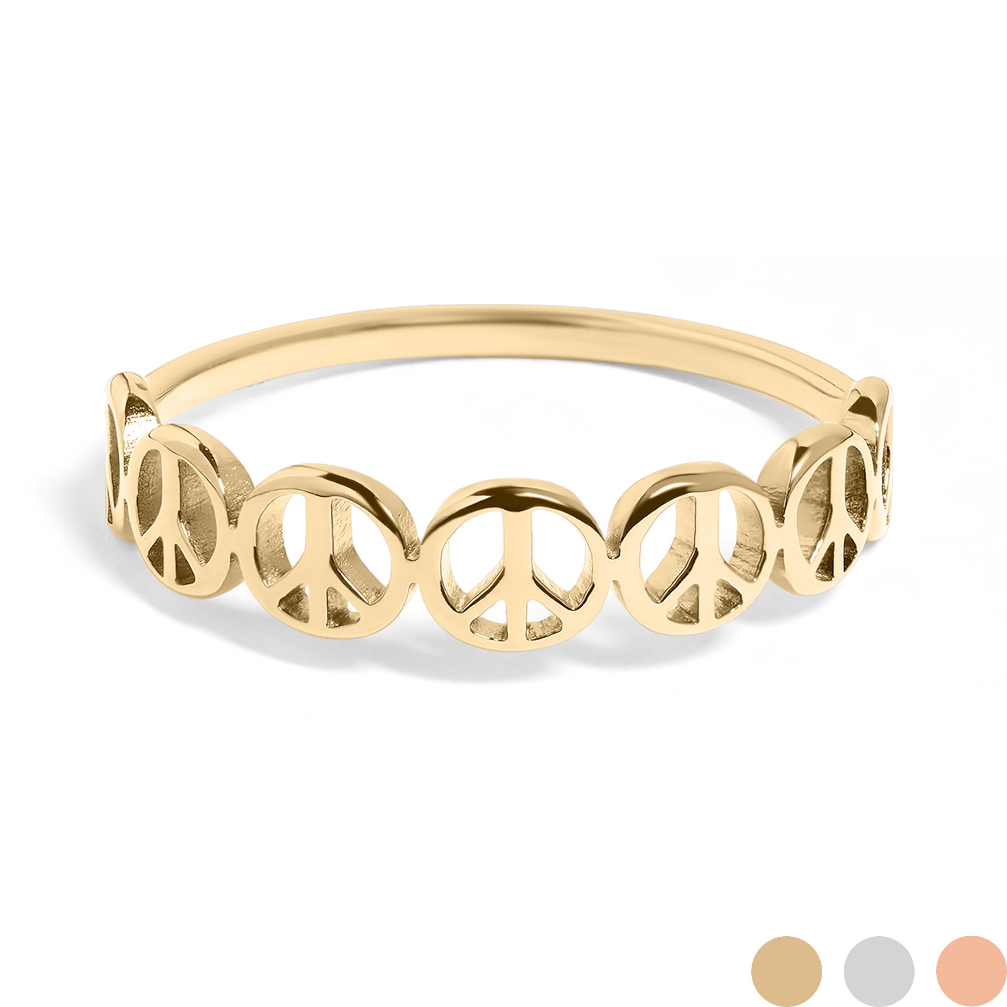 18K Gold PVD Stainless Steel Peace Sign Stacking Ring / CSR0011