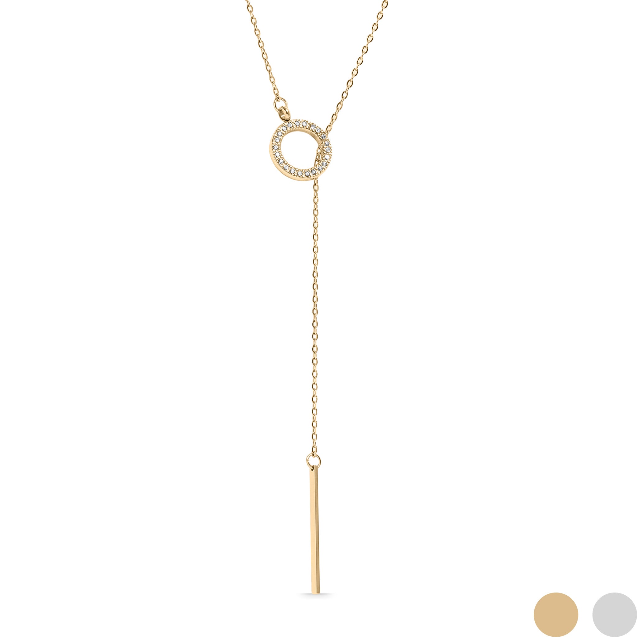 CZ circle Lariat Stainless Steel
