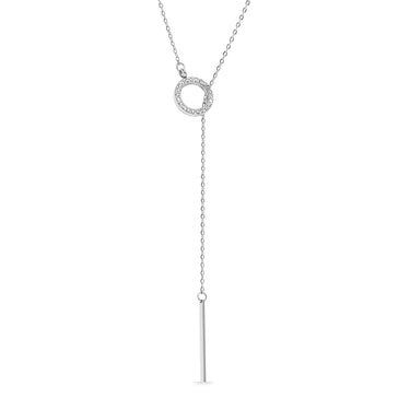 Cz Stone circle lariat stainless steel