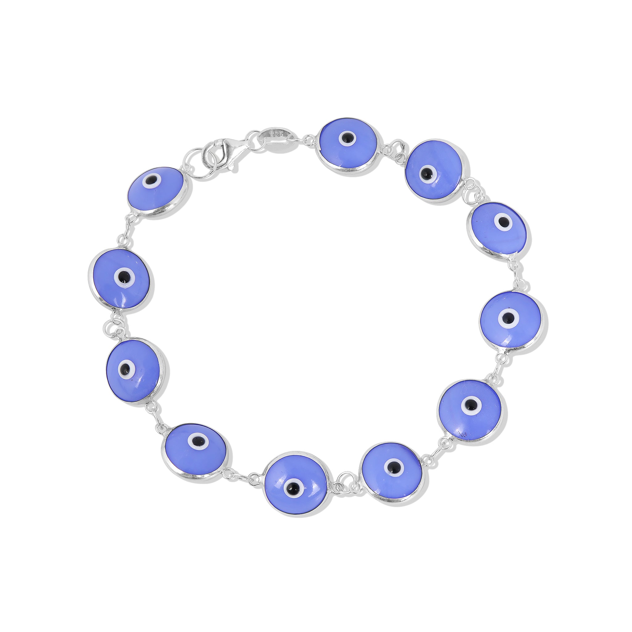 Sterling Silver Colorful Evil Eye Armband / DIS0014