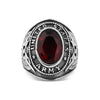 United States Army Red Center Stone Stainless Steel Ring / DIS0016