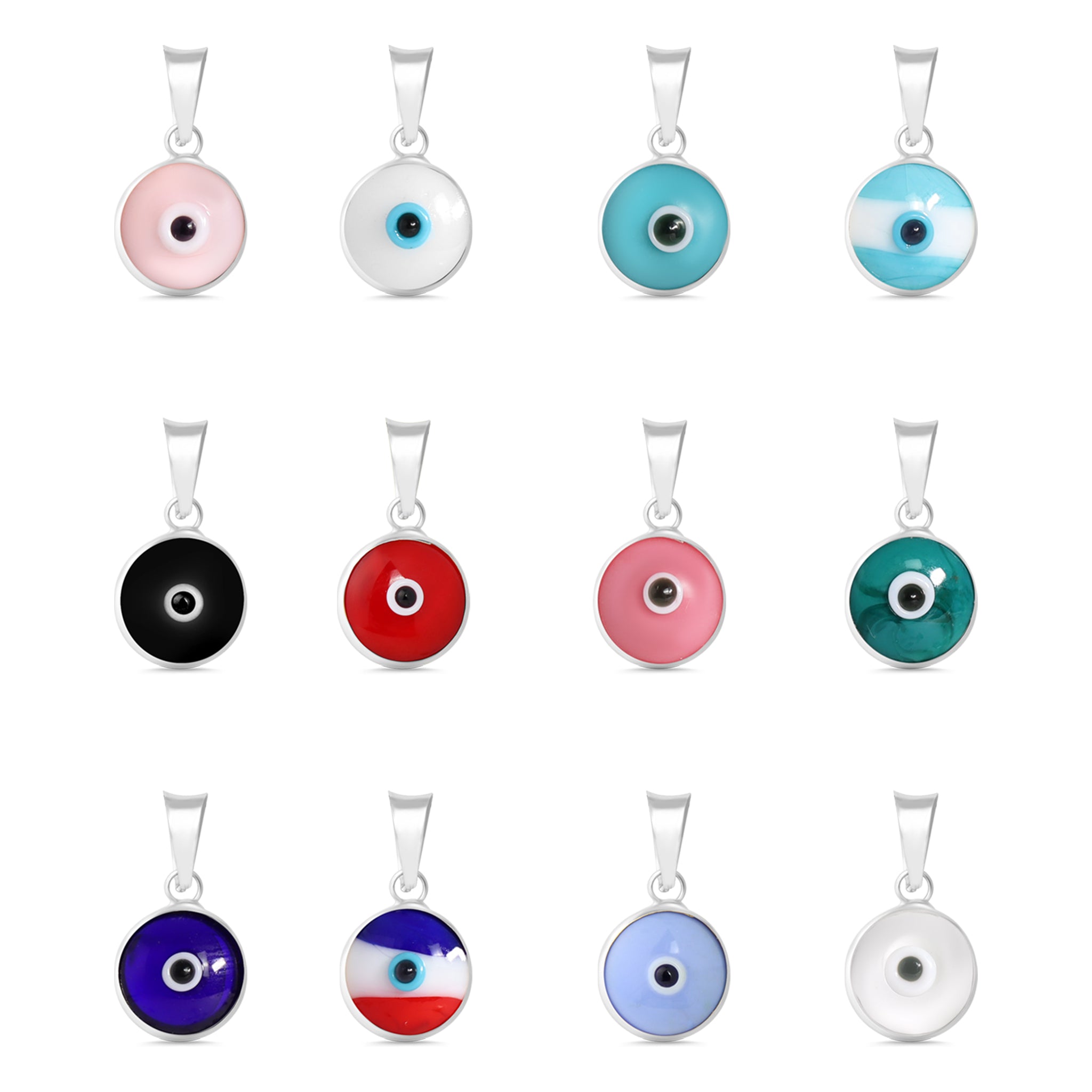 Sterling Silver Colorful Evil Eye Pendant / DIS0021