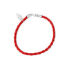 Sterling Silver Red Woven Leather Mystic Hand Symbol Bracelet / DIS0023