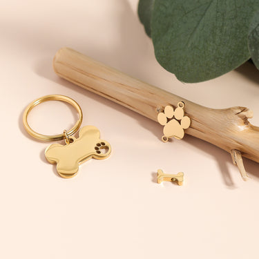 PVD en or 18 carats en acier inoxydable Mini charme d'os de chien/PDL0150