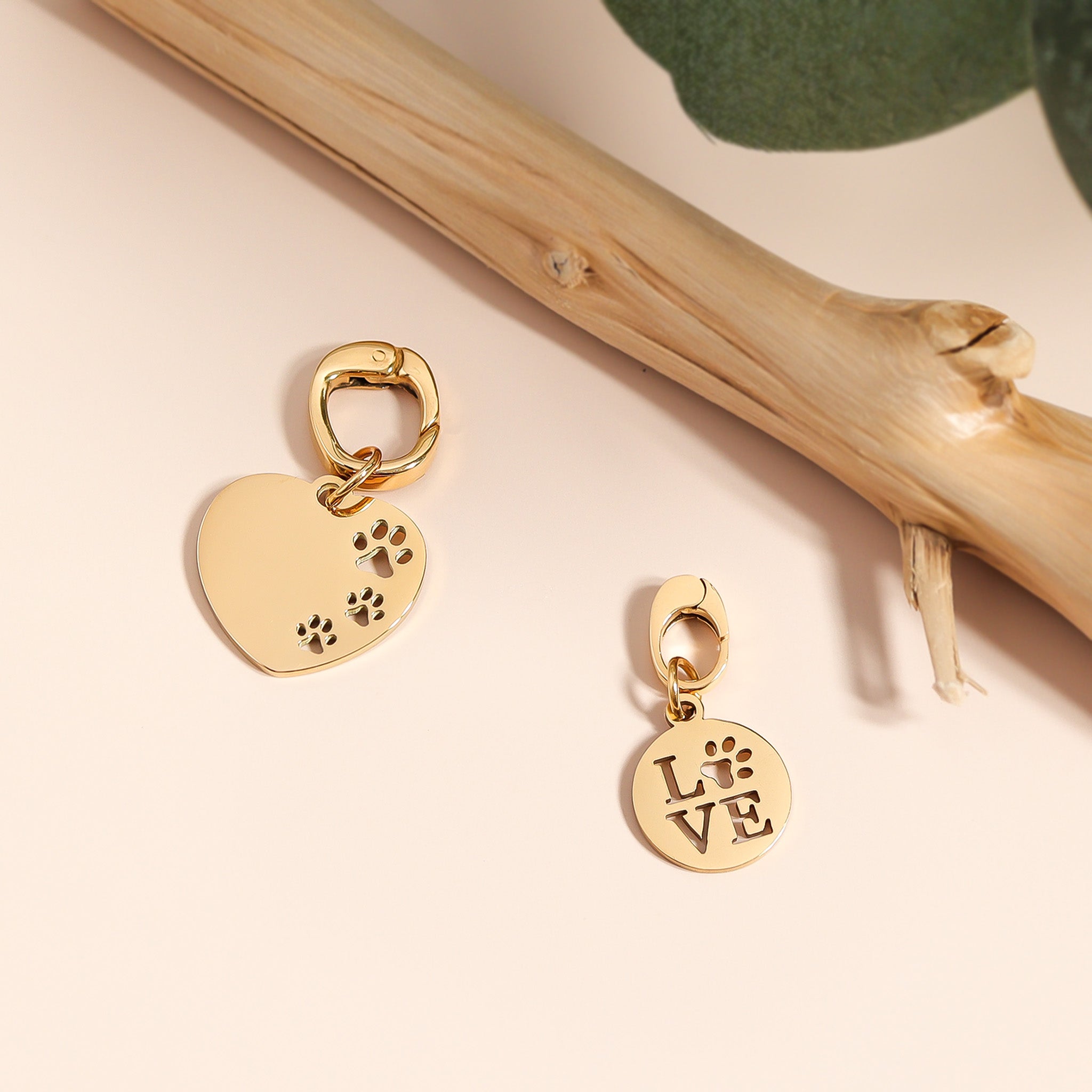 18K guld PVD rostfritt stål Blank Paw Print Heart Charm / PDL0139