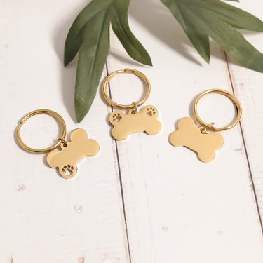 18K Gold PVD Blank Stainless Steel Dog Bone Tag lifestyle