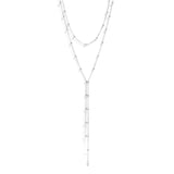 Double satellite lariat necklace stainless steel