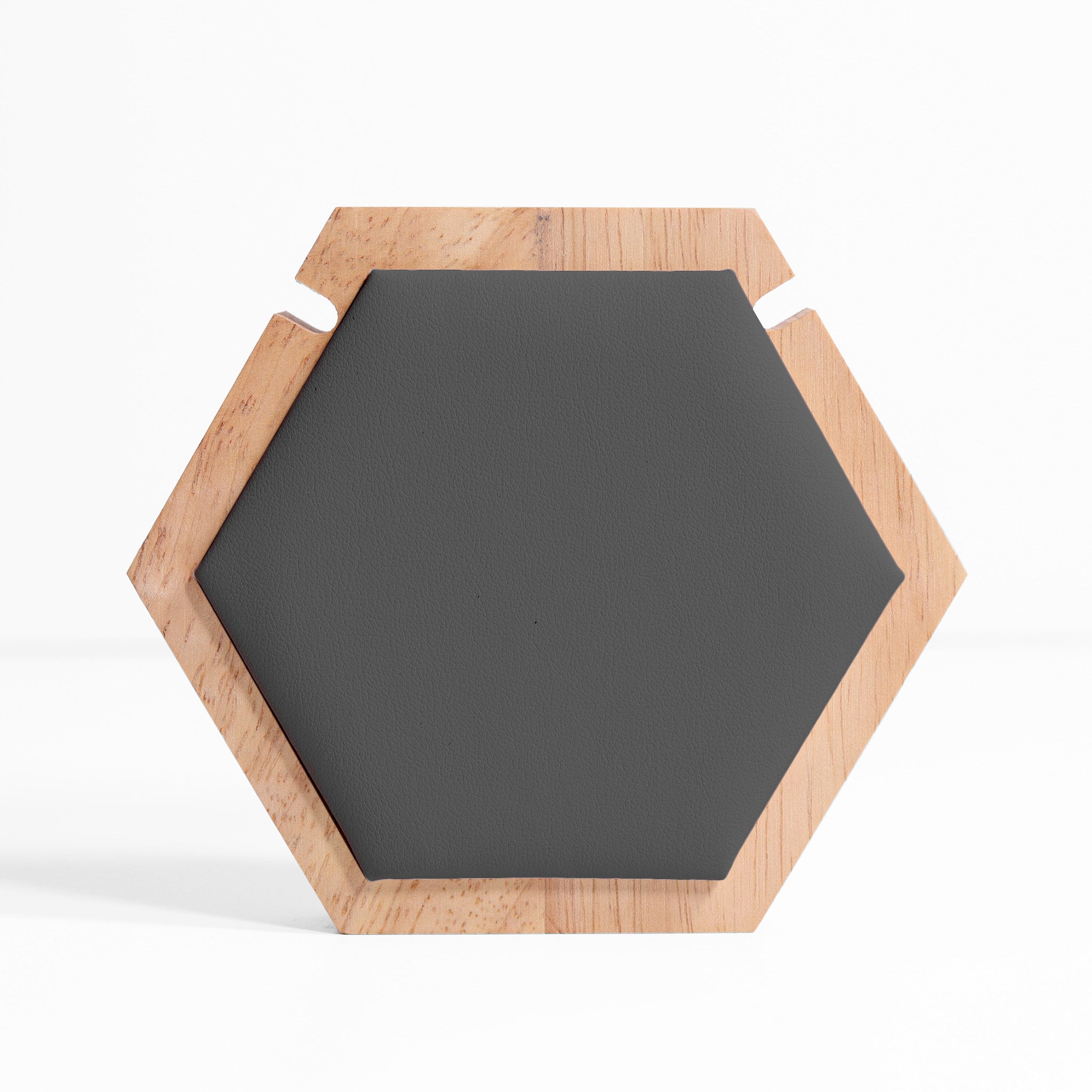 Naturligt trä och läder 1 enhet Hexagon Halsband Display / DSP0031