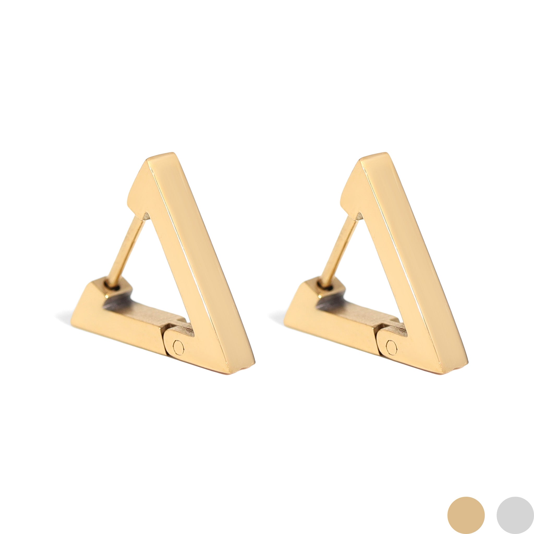 18K Gold PVD Stainless Steel Triangle Huggie Earrings / ERJ0003