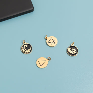 18K Gold PVD Stainless Steel Earth, Fire, Water, Air Element Charms