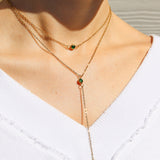 18K Gold PVD Stainless Steel Lariat Necklace CZ Stone Necklace