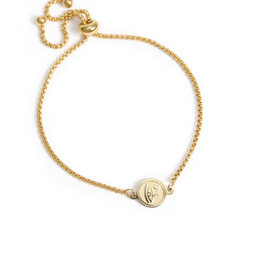 18K Gold PVD Stainless Steel Adjustable Bead Cinch Bolo Chain Bracelet / ENC0006
