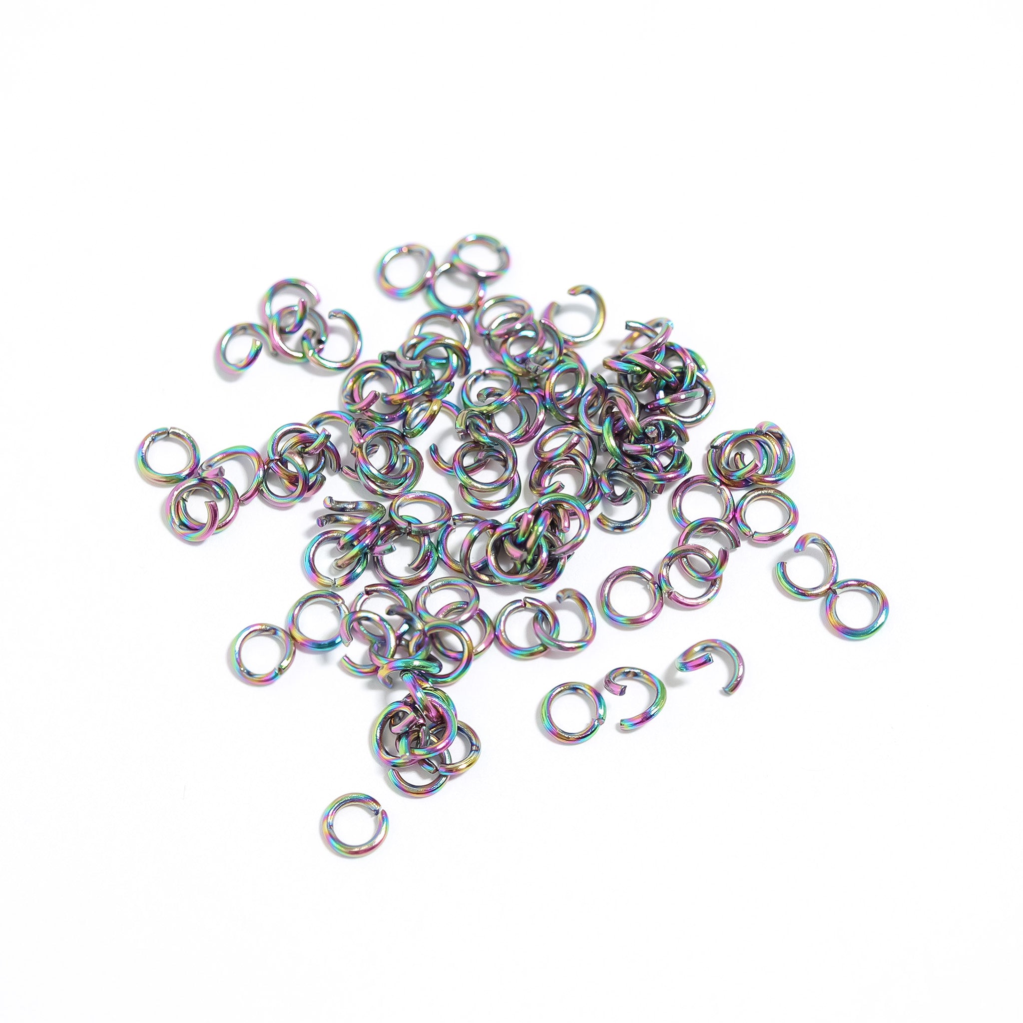 100 Pack rostfritt stål Rainbow Open Jump Rings / ENC0025