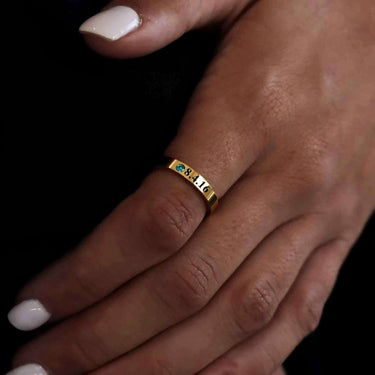 Birthstone Engravable Stacking Ring Lifestyle