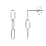 18K Gold PVD Stainless Steel Paperclip Earrings- silver main 