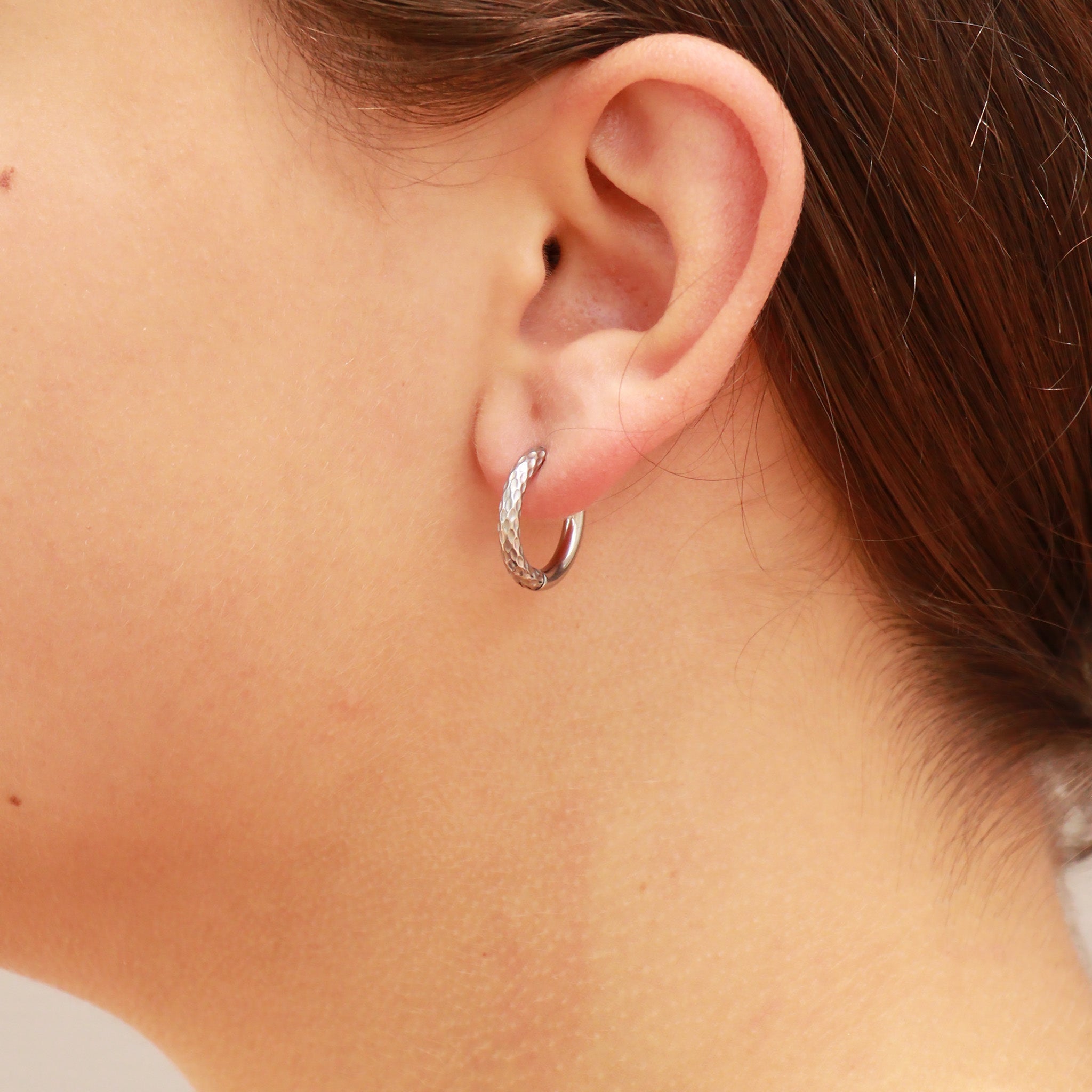 Half Textured Huggie Hoop Earrings