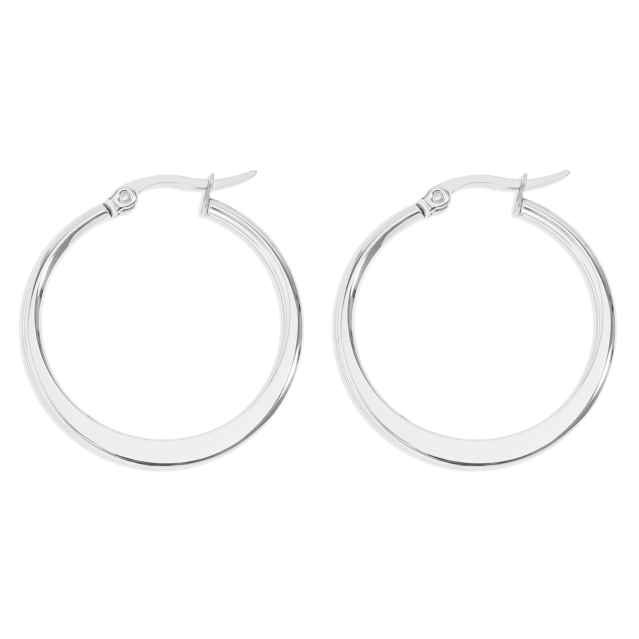 Stainless Steel Flat Oval Tube Hoop Earrings / ERJ2132